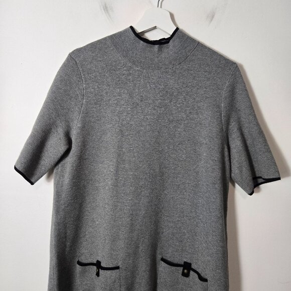 Maeve Anthropologie Size L Annalise Mod Mock Neck Mini Shift Sweater Dress Gray - Picture 4 of 12
